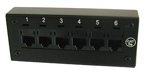CAT5e 6 Port Patch Block with Female CAT5 AMP Connector