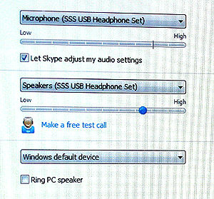 Example Sound Card Choice in Skype