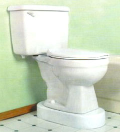 Toilevator, base for a toilet that raises the toilet by a few inches, which lets you use an electronic bidet that mounts to where the toilet seat goes