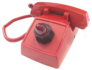 Red No-Dial 2500 Set with Neon Beehive Ringing Indicator and Amplified Handset