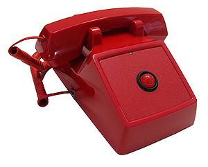 Red No-Dial 2500 Set with Large LED Neon Type Message Waiting and Ringing Indicator, and Amplified Handset