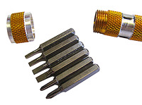 7-in-1 Pocket Screwdriver Bits go in handle with Cap