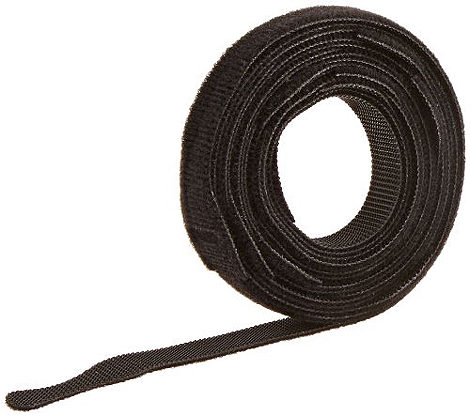 12 Velcro Tie Wraps - Roll of 10 - Black Color