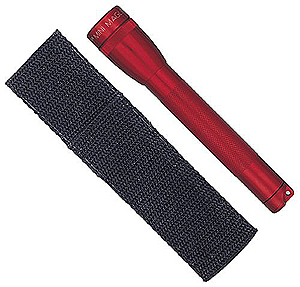 Red AA Mini-Maglite Flashlight with Pouch and Batteries