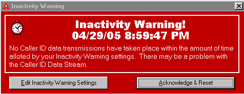 Caller ID Watch PLUS Inactivity Warning Screenshot