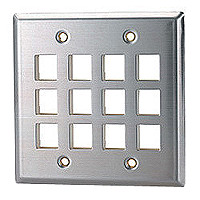 12 Port Keystone Double Gang Faceplate - Stainless Steel