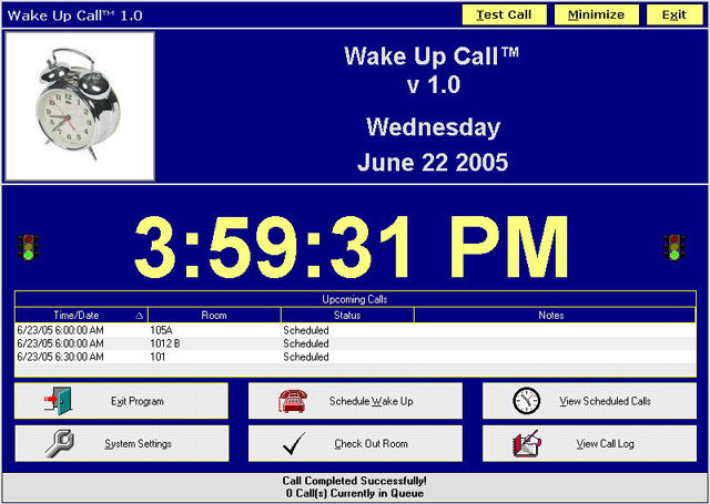 Wake Up Call Main Screen