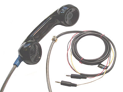 Lexan Handset with Armored COrd, with extra wire to fish through the kiosk, and 3.5mm plugs to go into the sound card.