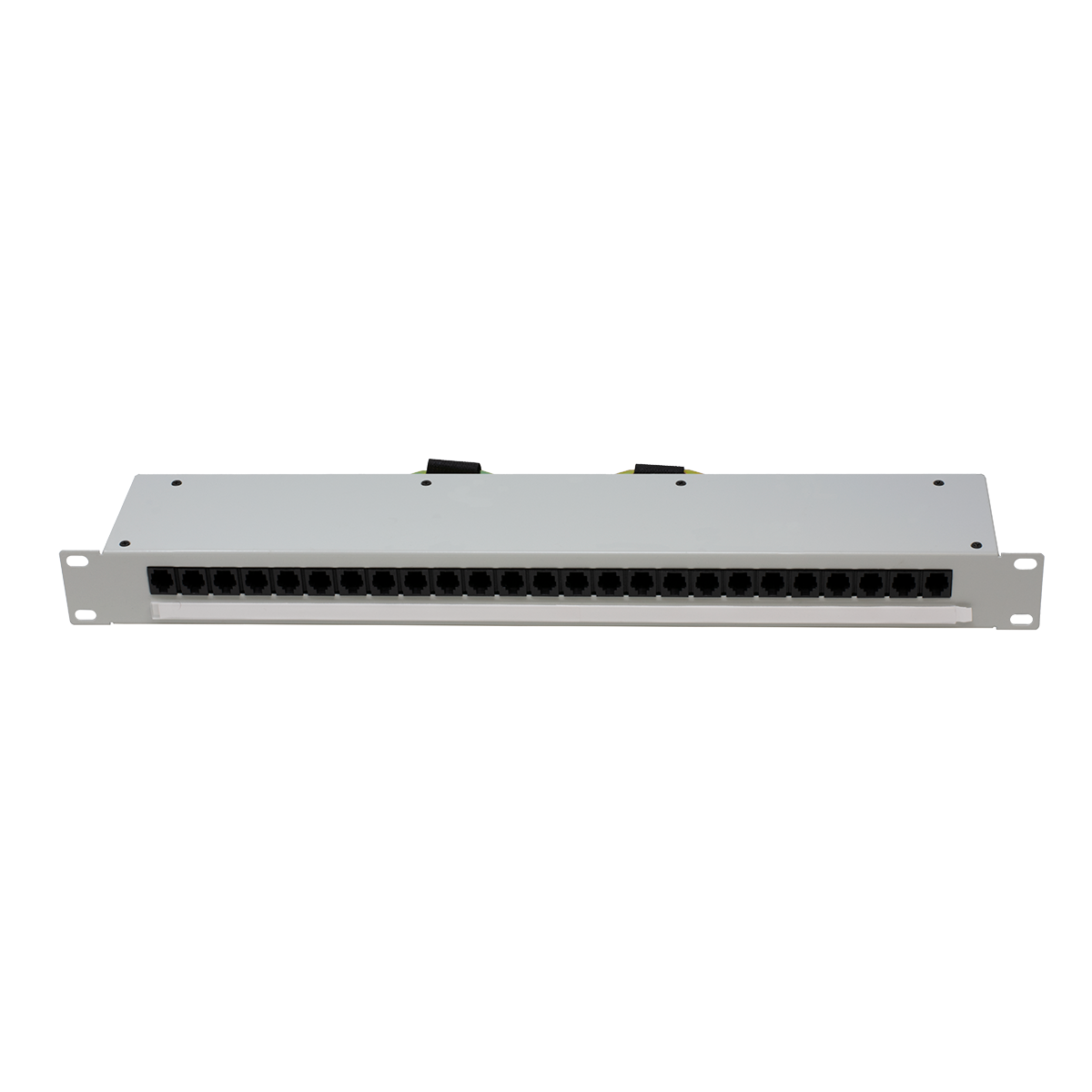 25 Port 1 Pair RJ-45 Patch Panel with Male and Female Amp (Front View)