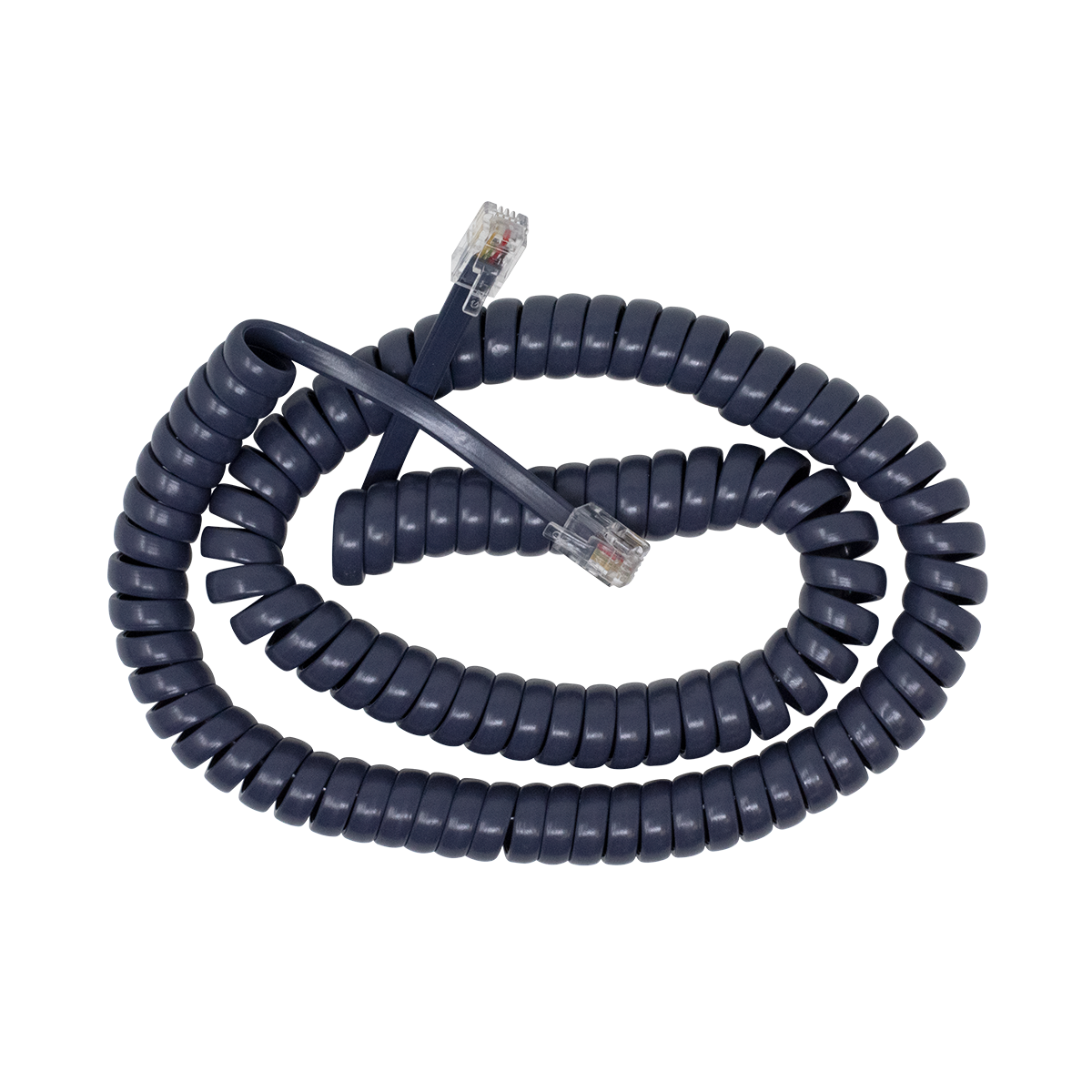 9 Foot Curly Coil Handset Cord For Landline Phone - Gloss Black, 4P4C Connectors
