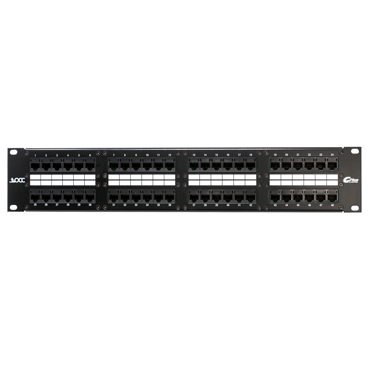  48 Port CAT5E Patch Panel with 8 Female Amp (Front View)