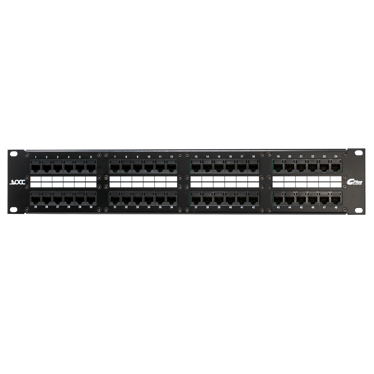48 Port CAT5E Patch Panel with 8 Female Amp (Front View) 48 Port CAT5E Patch Panel with 8 Female Amp (Front View)