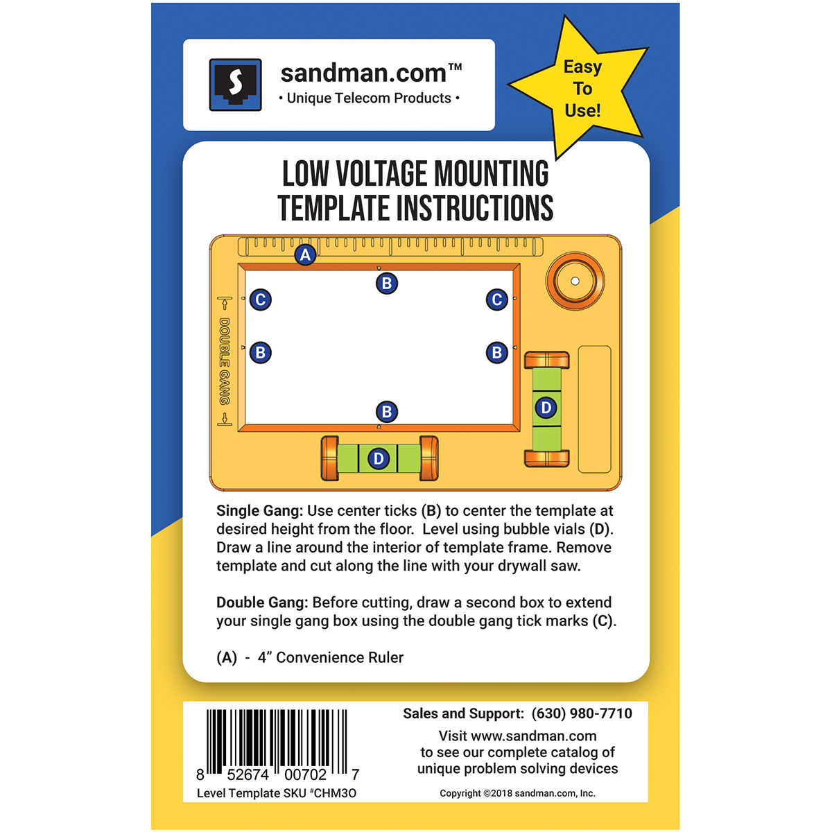 Low Voltage Mounting Template (Instructions View)