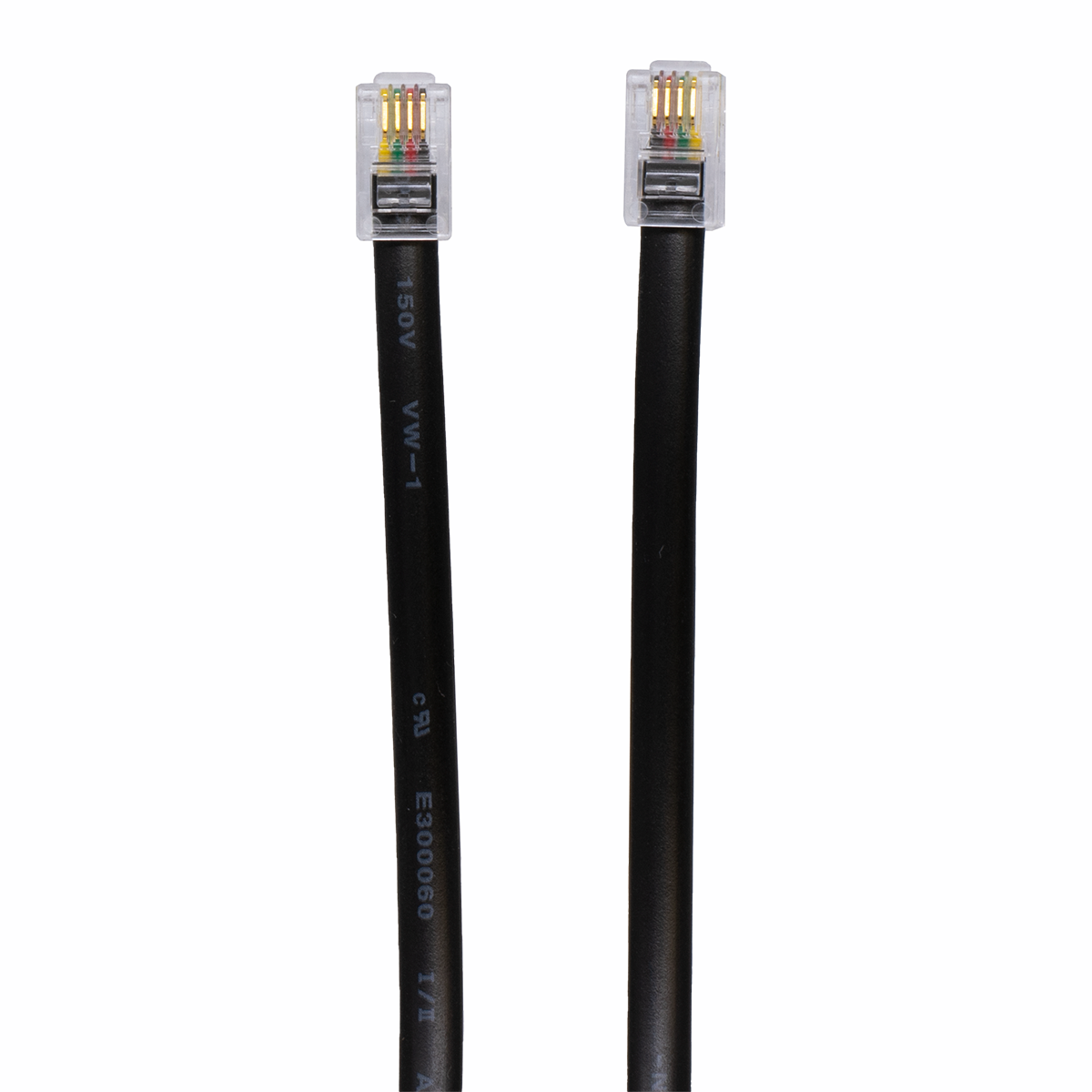 14' Straight (Non-Coiled) Black Handset Cord (Plug View)