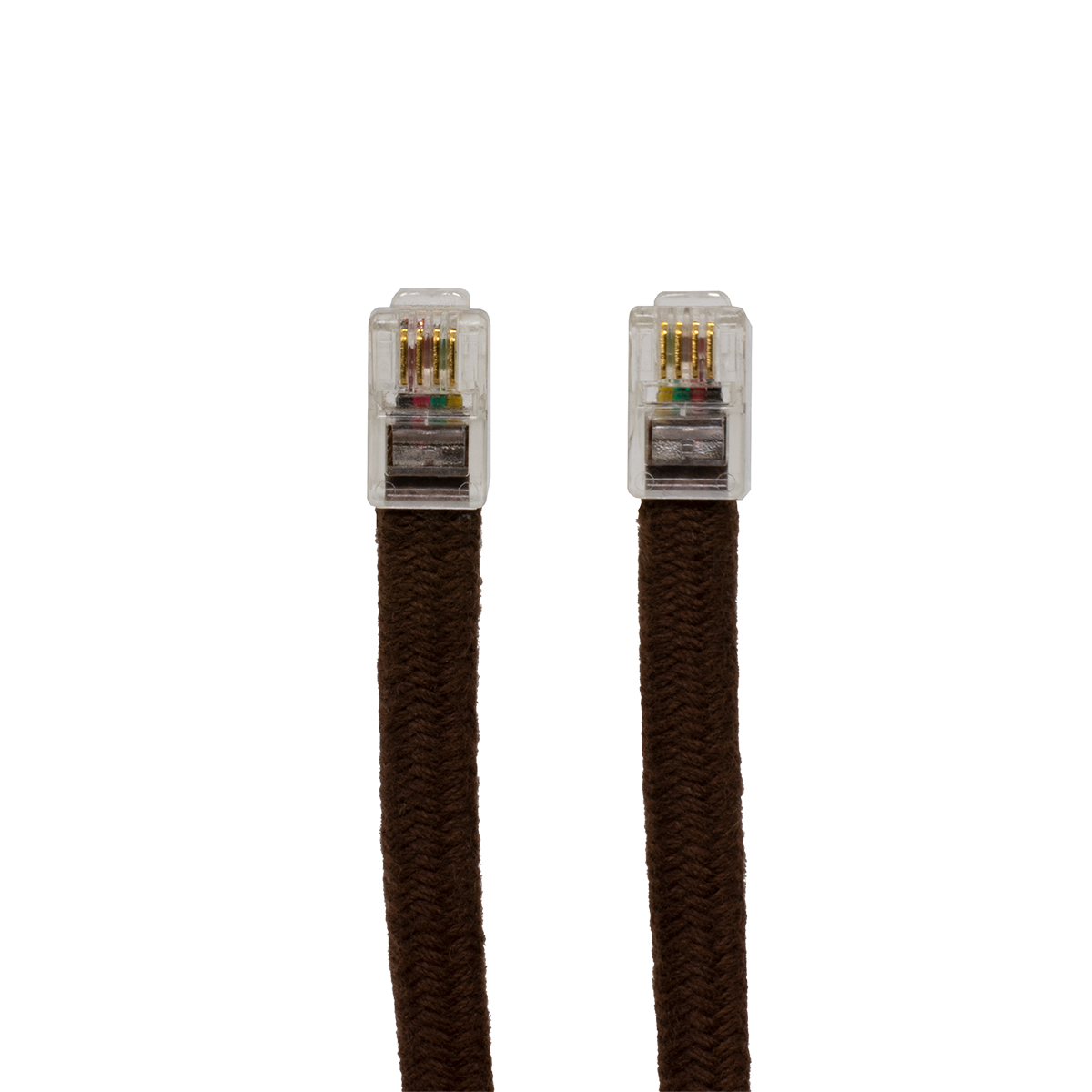 4.5' Modular Brown Cloth Handset Cord (Plug View) 4.5' Modular Brown Cloth Handset Cord (Plug View)