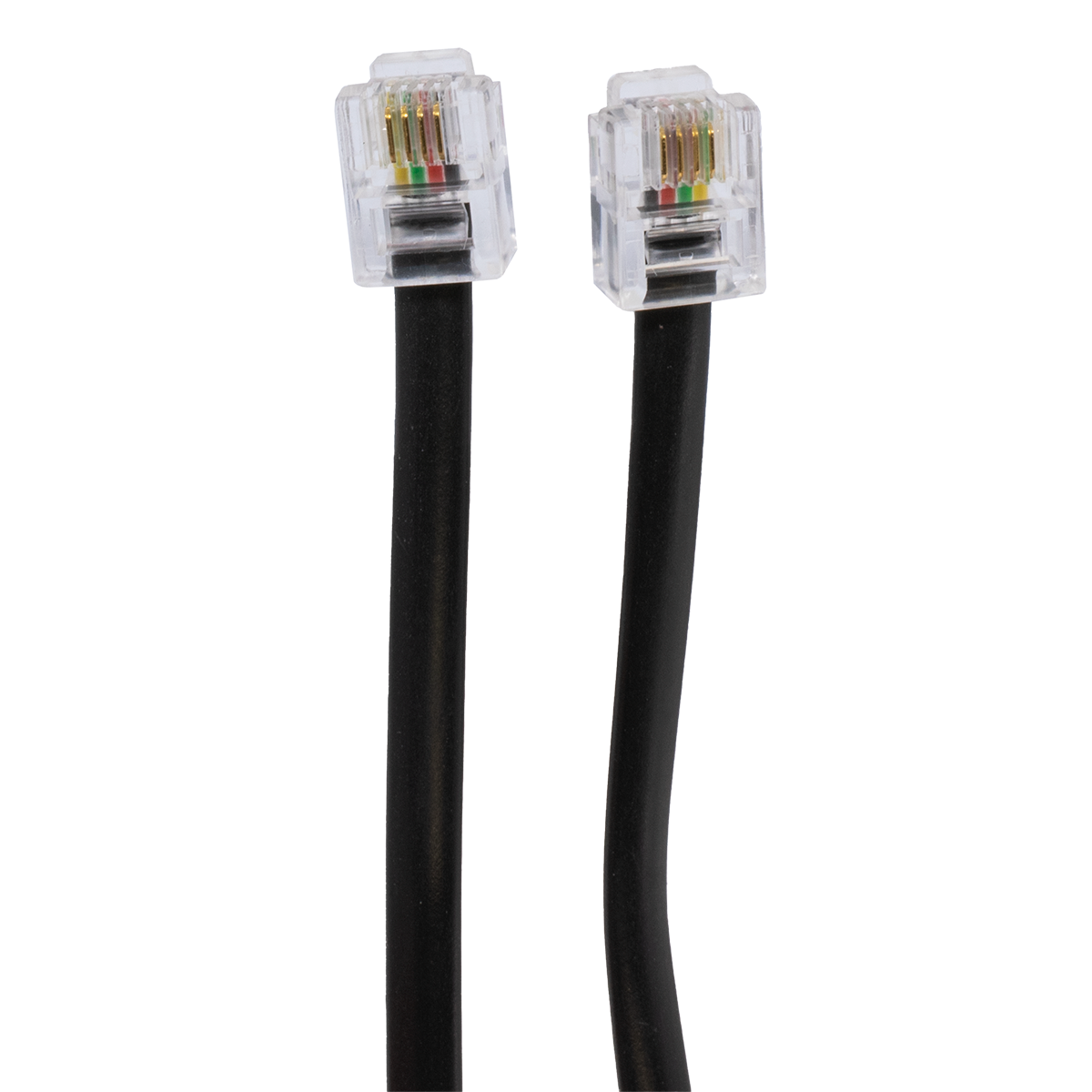 14' Black 4 Conductor (6P4C) Telephone Line Cord (Plug View) 14' Black 4 Conductor (6P4C) Telephone Line Cord (Plug View)