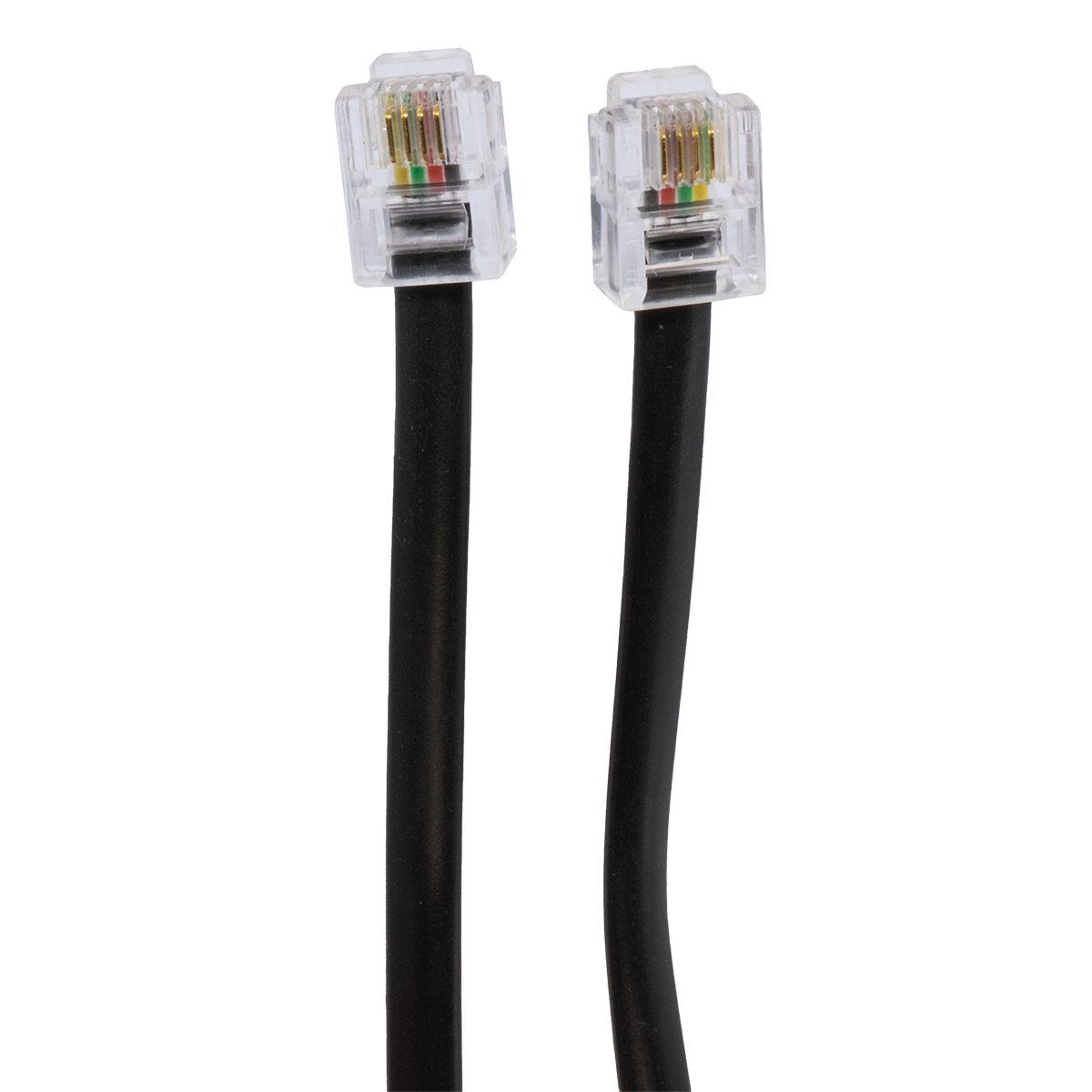 14' Black 4 Conductor (6P4C) Telephone Line Cord (Plug View)