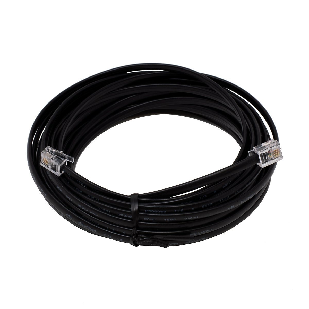 25' Black 4 Conductor (6P4C) Telephone Line Cord