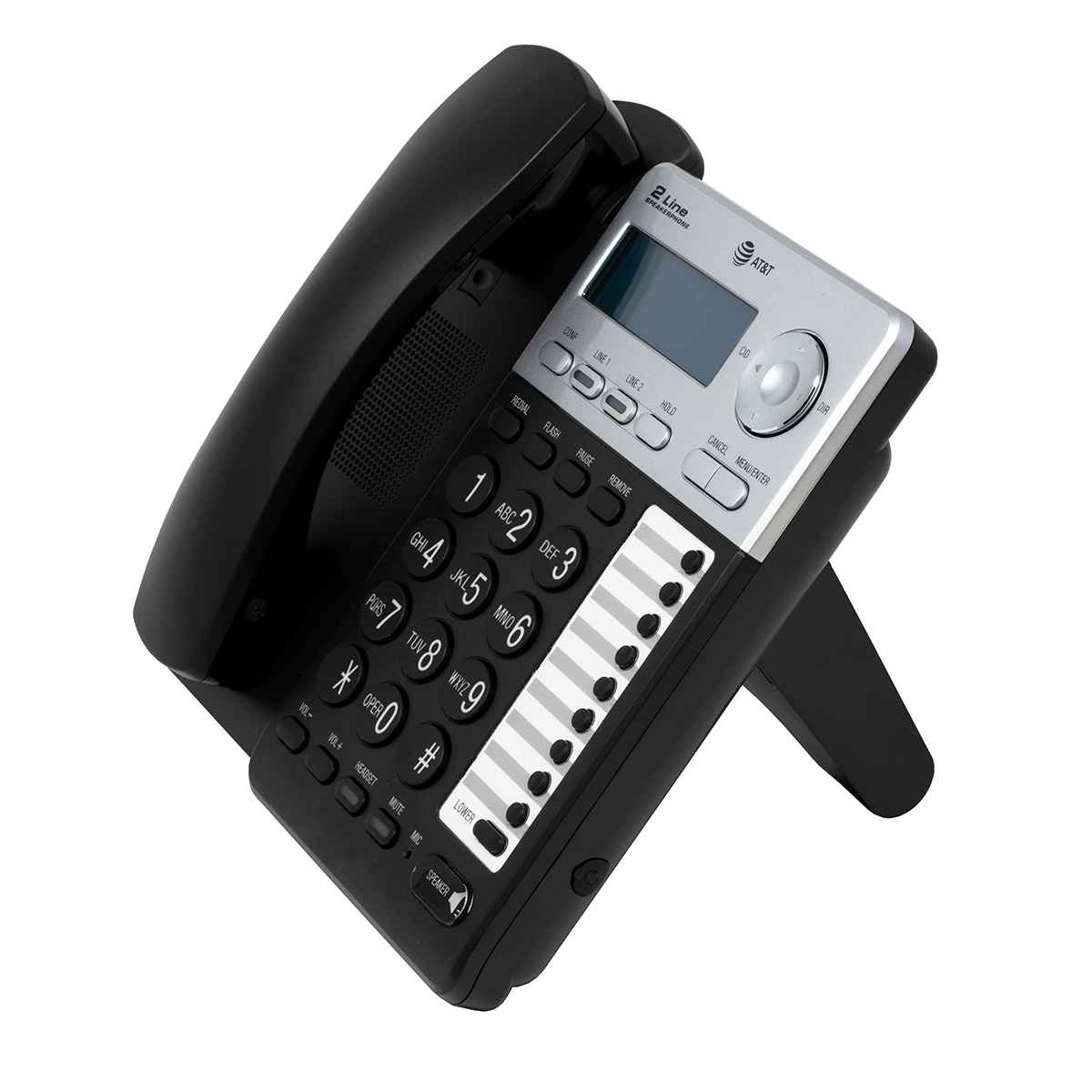 2-Line Analog Phone with Noise-Cancelling Handset (Side View)