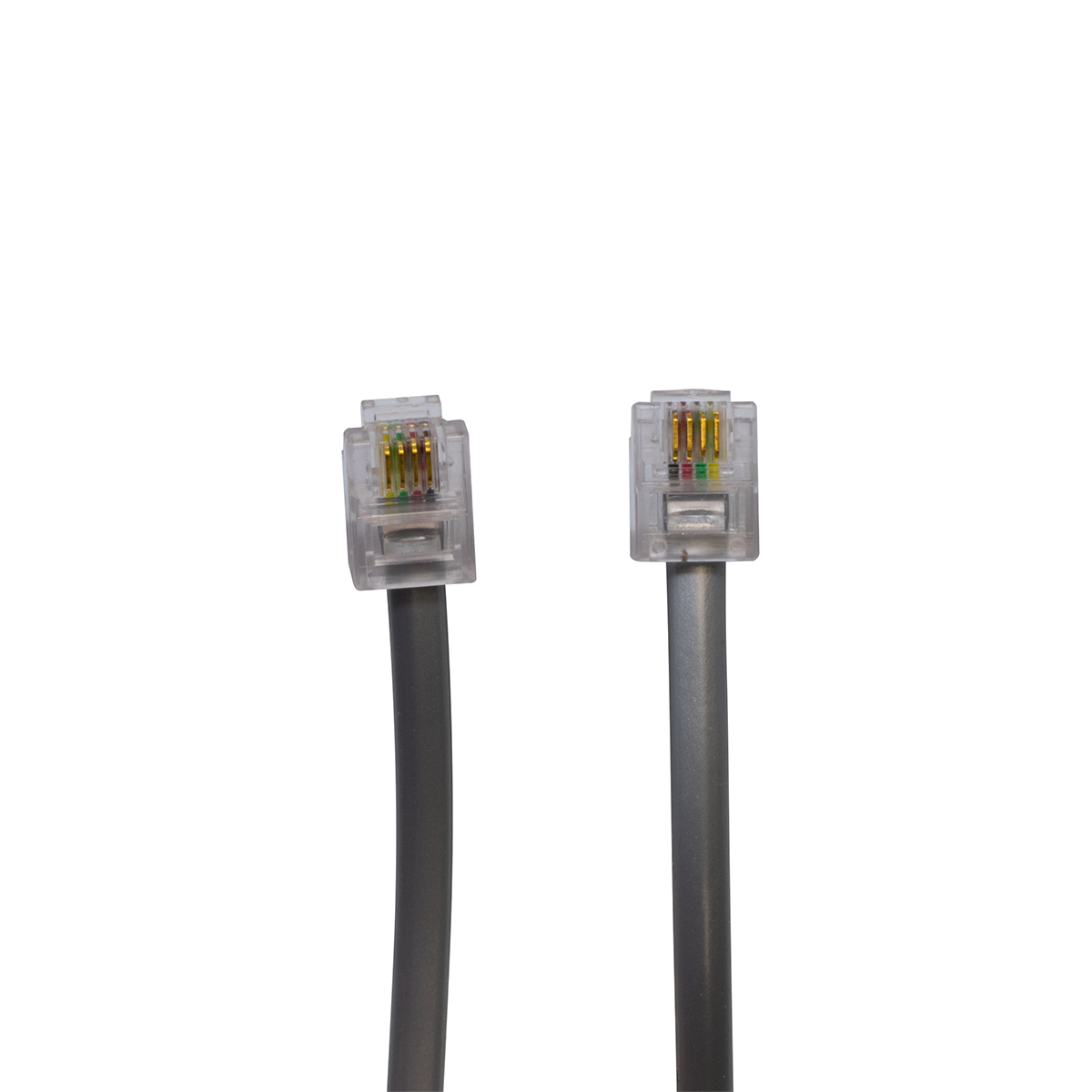 7' 4 Conductor (6P4C) Silver Telephone Line Cord (Plug View) 7' 4 Conductor (6P4C) Silver Telephone Line Cord (Plug View)