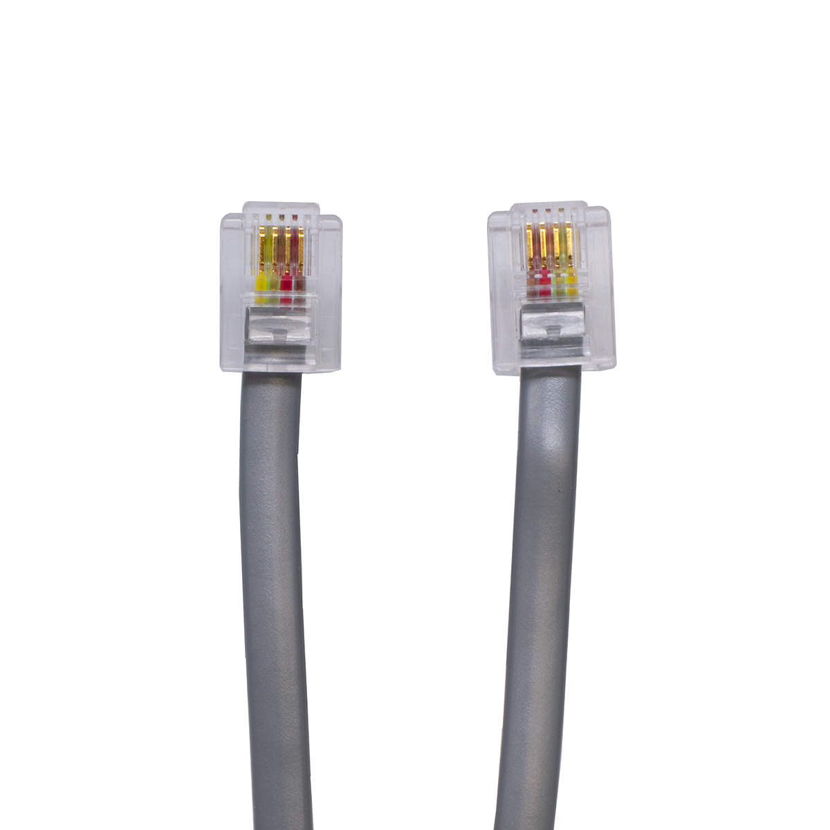25' 4 Conductor (6P4C) Silver Telephone Line Cord (Plug View) 25' 4 Conductor (6P4C) Silver Telephone Line Cord (Plug View)
