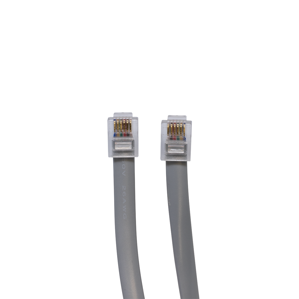 14' 6 Conductor (6P6C) Silver Telephone Line Cord (Plug View) 14' 6 Conductor (6P6C) Silver Telephone Line Cord (Plug View)