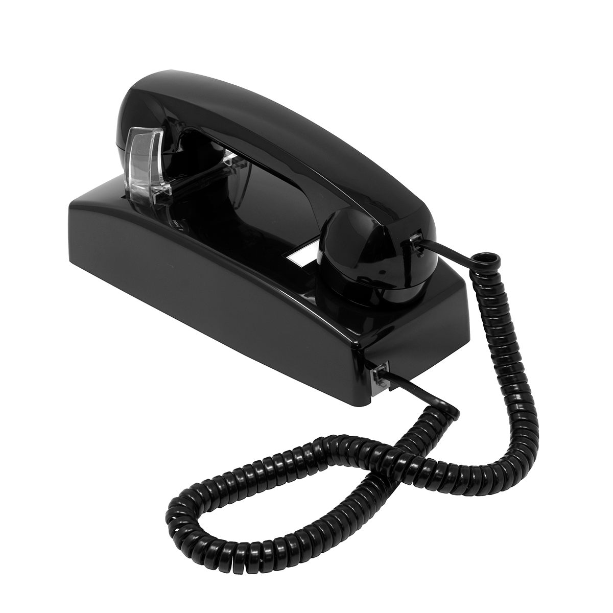 2554 Style Wall Phone No-Dial (Black) (Side View)