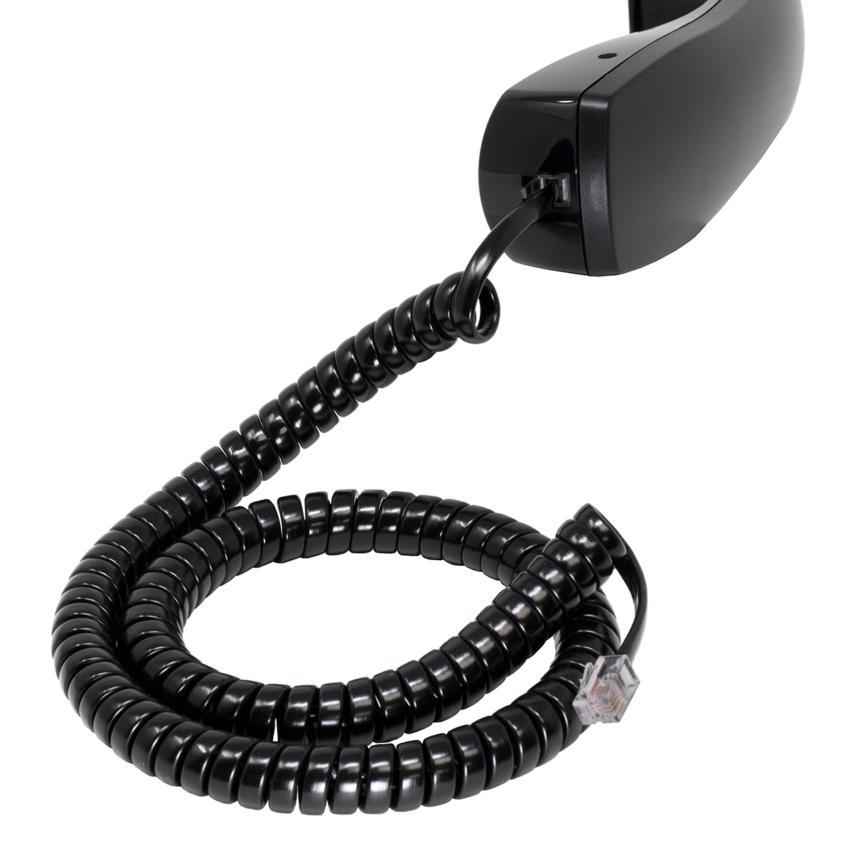 12' Black Coiled Handset Cord (Handset View)