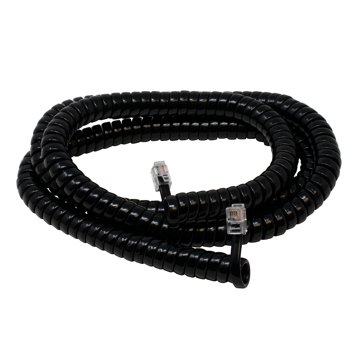 25' Black Coiled Handset Cord