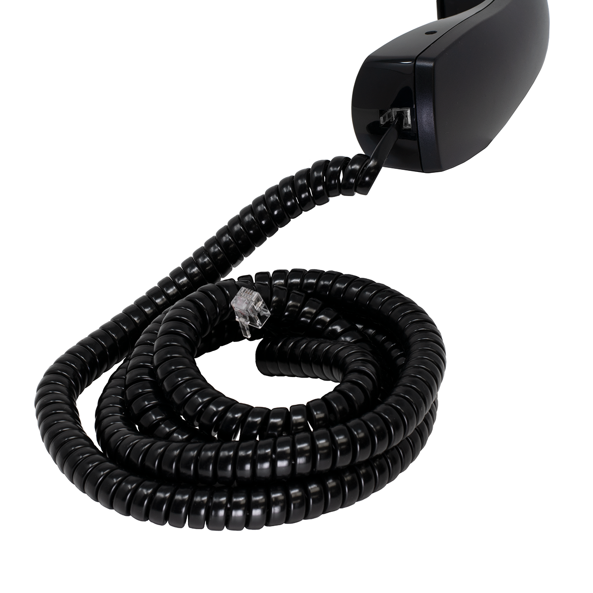 25' Black Coiled Handset Cord (Handset View)