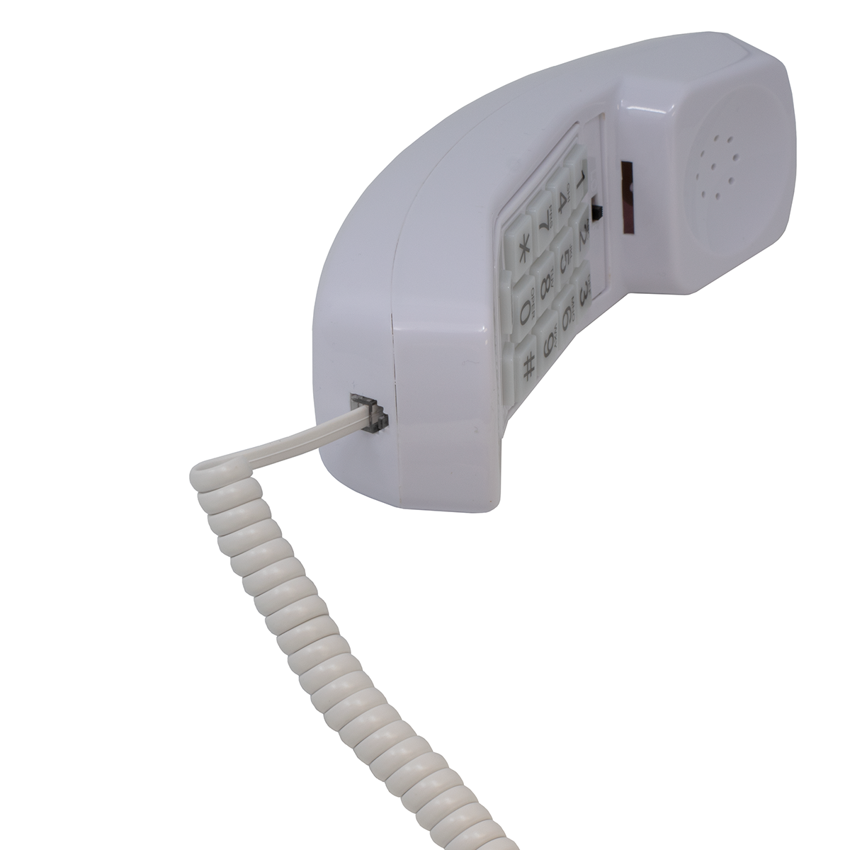 12' White Coiled Handset Cord (Handset View)