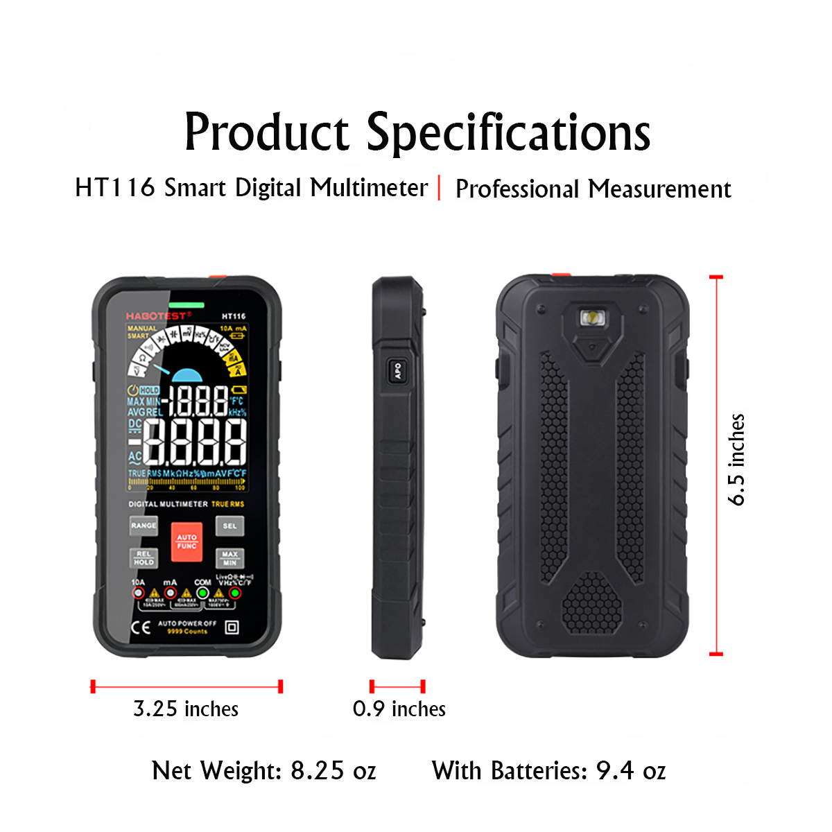 Technician's Smart Digital Multimeter (DVOM) (Dimension View)